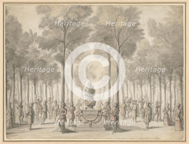 Design for the Divertissement from "La Pastorale" (First Entrée of the opera-ballet "Les Muses"...,  Creator: Jean I Bérain (French, 1640-1711).