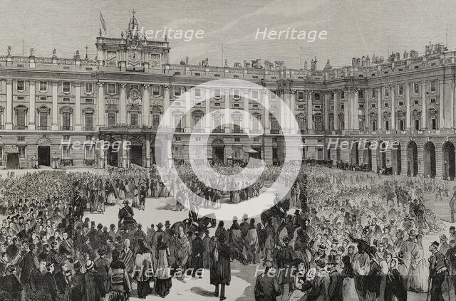 Marriage of King Alfonso XII to Infanta Mercedes of Orléans, Madrid, January 1878, (1878).  Creator: Bernardo Rico.