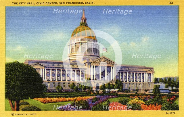 The City Hall, Civic Center, San Francisco, California, USA, 1932. Artist: Unknown