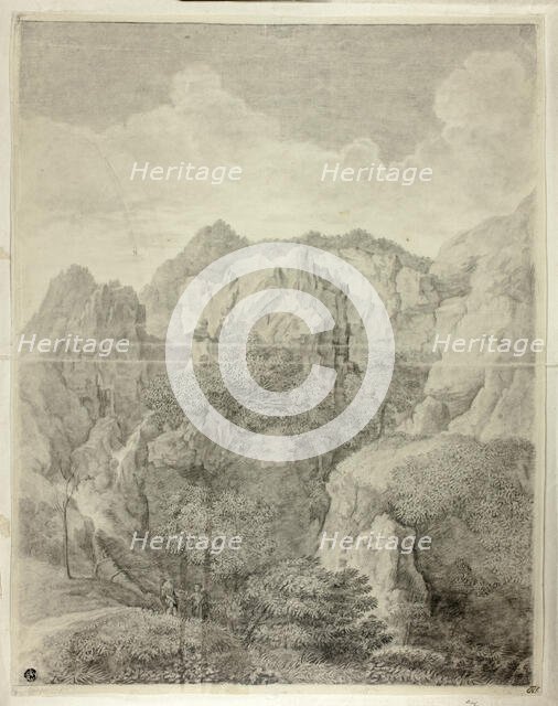 Mountain Landscape with Two Figures in Foreground, n.d. Creator: Unknown.