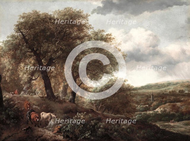 Wooded Hillside with Cattle, c1650 or 1655. Creator: Unknown.