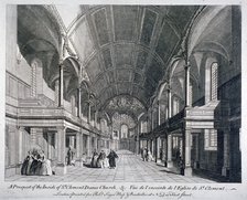 Interior of St Clement Danes Church, Westminster, London, 1751. Artist: Anon