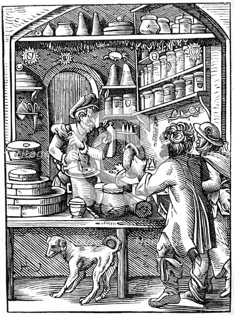 Druggist, 16th century (1849).Artist: Jost Amman