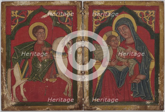 Diptych Icon with Saint George, and Mary and the Infant Christ, early 15th century. Creator: Unknown.