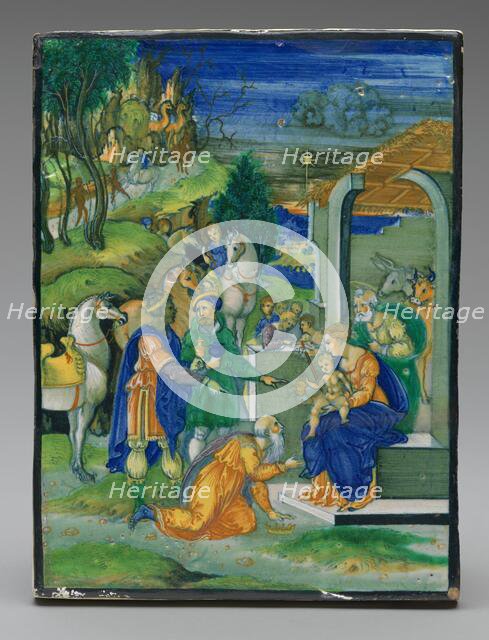 Panel with the Adoration of the Magi, c. 1525. Creator: Nicola da Urbino.