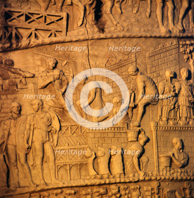 Roman soldiers building a fort, Trajan's Column, Rome, c2nd century. Artist: Unknown.