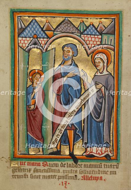 The Christ Child Found by His Parents in the Temple, about 1190-1200; text added about 1480-1490. Creator: Unknown.