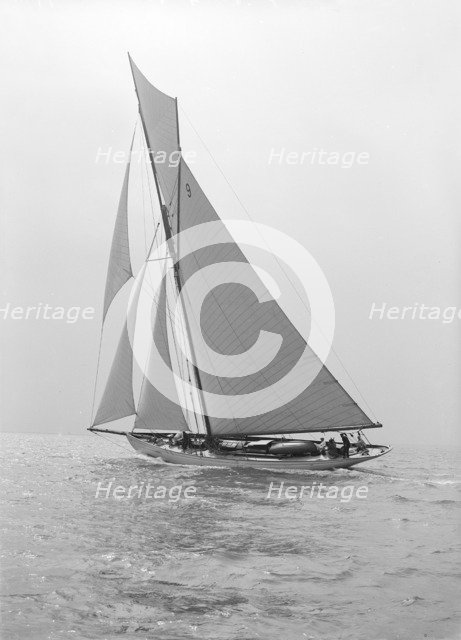 The cutter 'Westwind' sailing close-hauled, 1914. Creator: Kirk & Sons of Cowes.