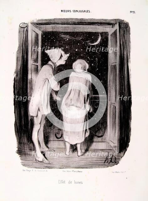Moeurs Conjugales. Effets de lunes, 1840. Creator: Honore Daumier.