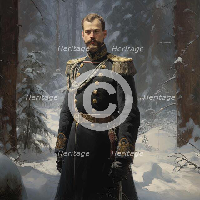 AI IMAGE - Portrait of Tsar Nicholas II, 1917, (2023). Creator: Heritage Images.