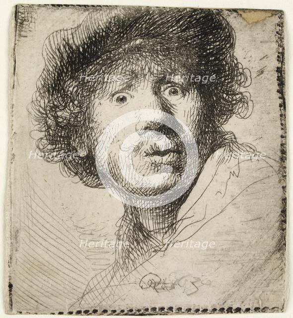 Self-portrait in a cap: open mouthed, 1630. Creator: Rembrandt Harmensz van Rijn.