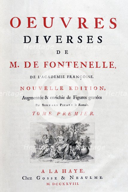 Title page of Oeuvres Diverses by Bernard Fontenelle, 1728. Artist: Bernard Fontenelle