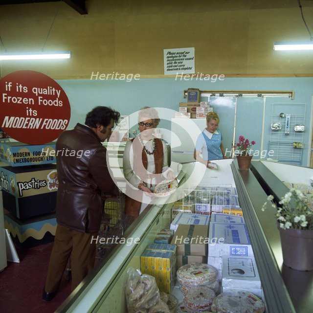 Frozen food shop, Mexborough, South Yorkshire, 1972. Artist: Michael Walters