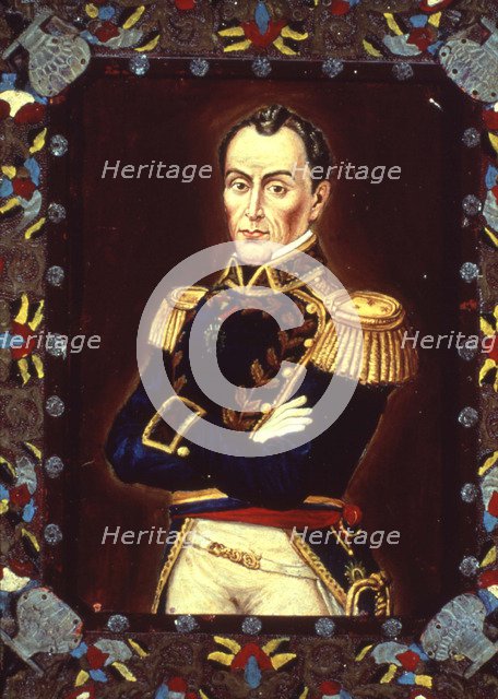 Simon Bolivar 'El Libertador' (1783-1830), soldier and hero of the American Revolution, portrait …