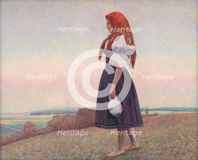 A girl with a jug, 1920s. Creator: Zabota, Ivan (1877-1939).