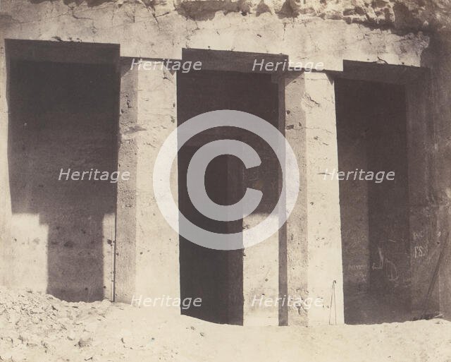 Béni-Haçan, Architecture Hypogéene - Tombeau d'Amoneï, 1851-52, printed 1853-54. Creator: Félix Teynard.