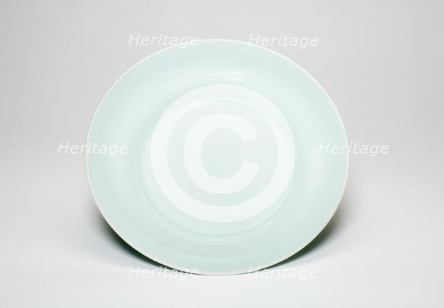 Celadon-Glazed Dish, Qing dynasty (1644-1911), Yongzheng reign mark and period (1723-1735). Creator: Unknown.