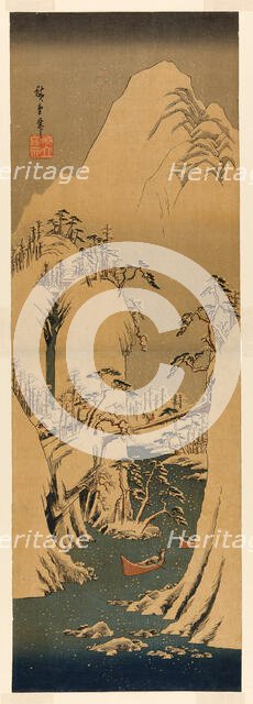 A Snowy Gorge on the Fuji River, c. 1842. Creator: Ando Hiroshige.