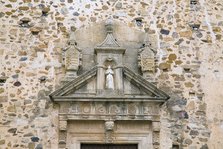 The pediment over the doorway of the Convent of Saint Clare, Caceres, Spain, 2007. Artist: Samuel Magal