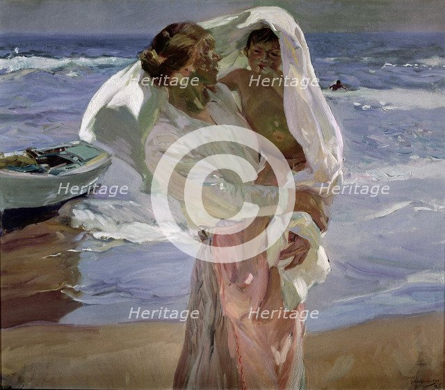  'Leaving the swim', Oil, 1915 by Joaquin Sorolla.
