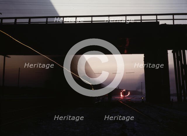 Repair tracks of the Chicago and North Western R.R., 1942. Creator: Jack Delano.
