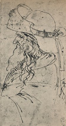 'Profile to the Left of an Old Man in a Large Hat', c1480 (1945). Artist: Leonardo da Vinci.