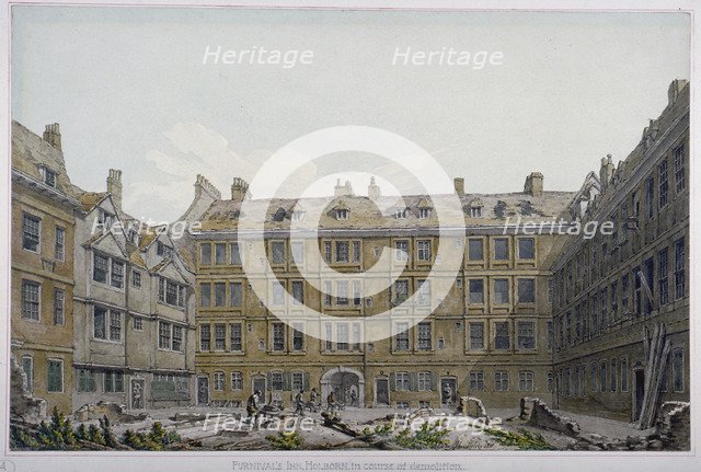 Furnival's Inn, City of London, 1818. Artist: Robert Blemmell Schnebbelie