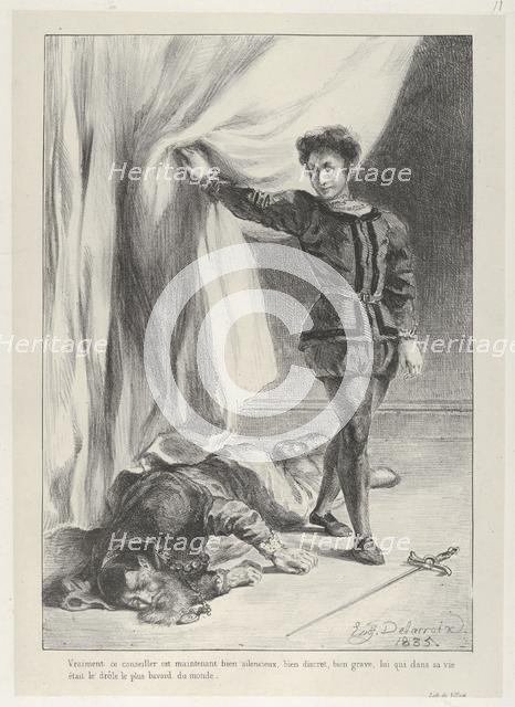 Hamlet and the Corpse of Polonius, 1835., 1835. Creator: Eugene Delacroix.