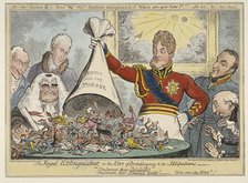 'The Royal Extinguisher, or the King of Brobdingnag & the Lilliputians', 1821. Artist: George Cruikshank