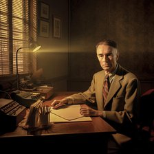 AI IMAGE - Portrait of  J. Robert Oppenheimer, 1950s, (2023).  Creator: Heritage Images.