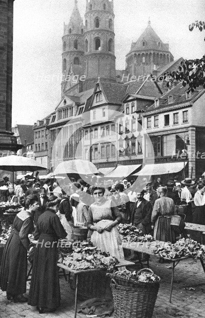 The market place at Worms Cathedral, Worms, Germany, 1922.Artist: Donald McLeish