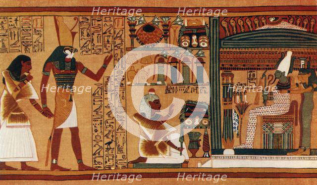 'The Presentation of Ani to Osiris', c13th century BC, (1915). Creator: Unknown.
