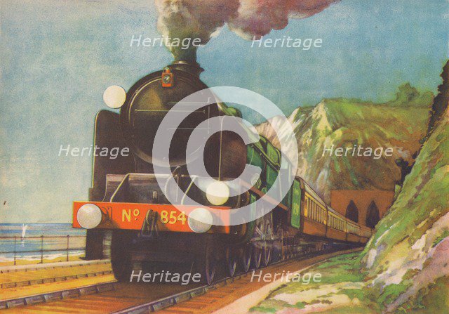 'The Golden Arrow, S.R., leaving Shakespeare's Cliff, Dover', 1940. Artist: Unknown.