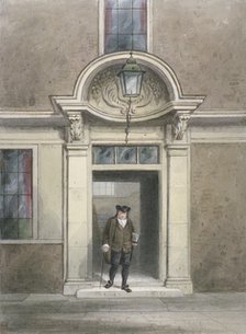 View of Dr Johnson's door and staircase, Inner Temple Lane, City of London, 1855.     Artist: Thomas Hosmer Shepherd