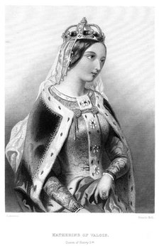 Catherine of Valois (1401-1437), queen consort of King Henry V, 19th century.Artist: Francis Holl