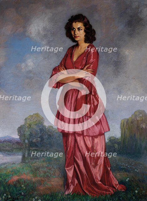 Portrait of Doña Carmen Arconada, c1942. Creator: Zuloaga y Zabaleto, Ignacio (1870-1945).