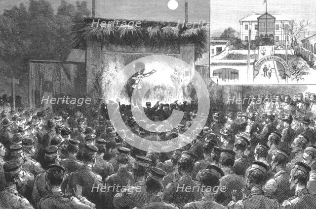 ''The Amusements of the Guards at Bermuda; Performance at an Open Air "Café Chantant" in aid of the  Creator: Unknown.