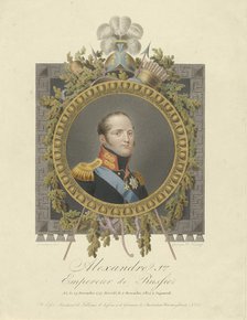 Portrait of Emperor Alexander I (1777-1825), 1825. Artist: Nieuwhoff, Walraad (1790-1837)