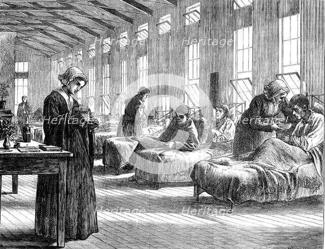 A ward in the Hampstead Smallpox Hospital, 1871. Creator: Unknown.