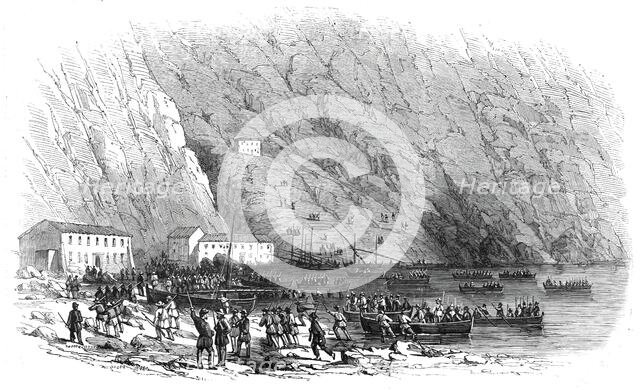 Landing of a portion of the national army at the Marina di Palmi, Calabria..., 1860. Creator: Unknown.