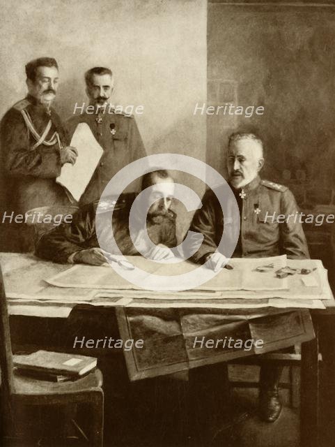 'The Emperor of Russia with the Grand Duke Nicholas at the Front', 1916. Creator: Unknown.