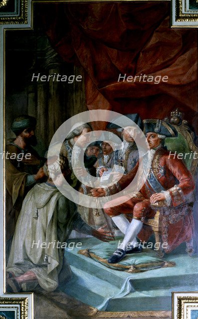 The Ali Caramanli before King Charles III to sign the treaty of peace, friendship and commerce wi…