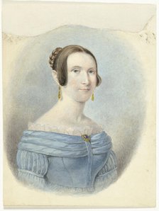 Woman in a blue dress, with gold earrings, 1782-1849. Creator: Johannes Hari.