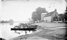 Boats moored on the River Thames near the Anglers Hotel at Walton-on-Thames, Surrey, c1860-c1922.  Artist: Henry Taunt