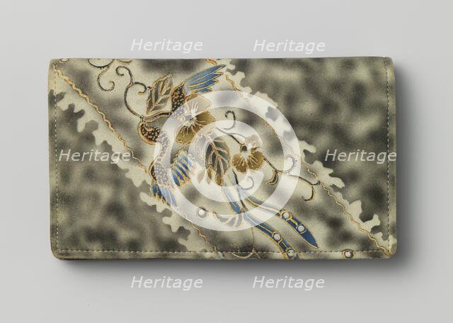 Wallet or purse with birds and flowers on marbled suede, c.1900-c.1925.  Creator: Anon.