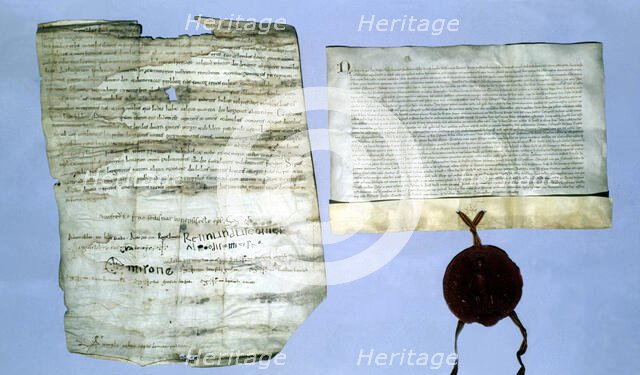 Donation of Count Ramon Berenguer I and his second wife Almodis to La Seu..., 1055. Creator: Unknown.