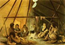 'Interior of a Cree Indian Tent', 1820, (1946). Creator: Edward Francis Finden.