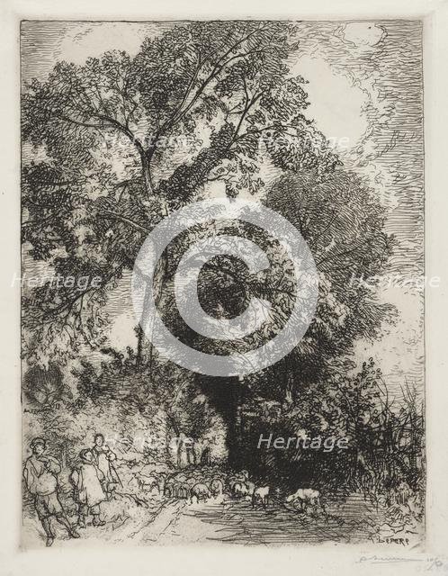Le Retour du Troupeau, Crèvecoeur, 1913. Creator: Auguste Louis Lepère (French, 1849-1918).