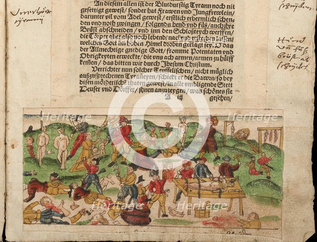 Russian atrocities in Livonia in 1578. From Johann Jakob Wick's Sammlung von Nachrichten.... Artist: Anonymous  