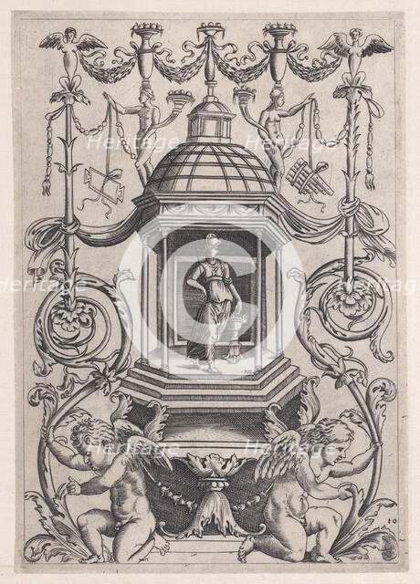 Ornamental Panel, ca. 1514-36. Creator: Agostino Veneziano.